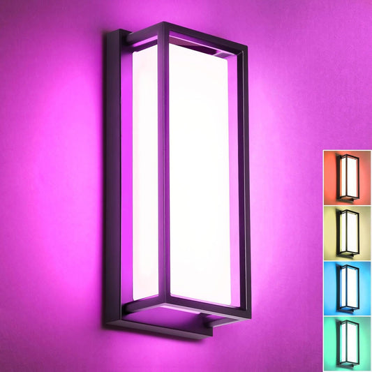 SHIMR Outdoor Wall Lights, Smart Porch Lights RGBCW Outdoor Light Fixture, Color Changing Exterior Sconce Waterproof Antirust [ETL Listed]