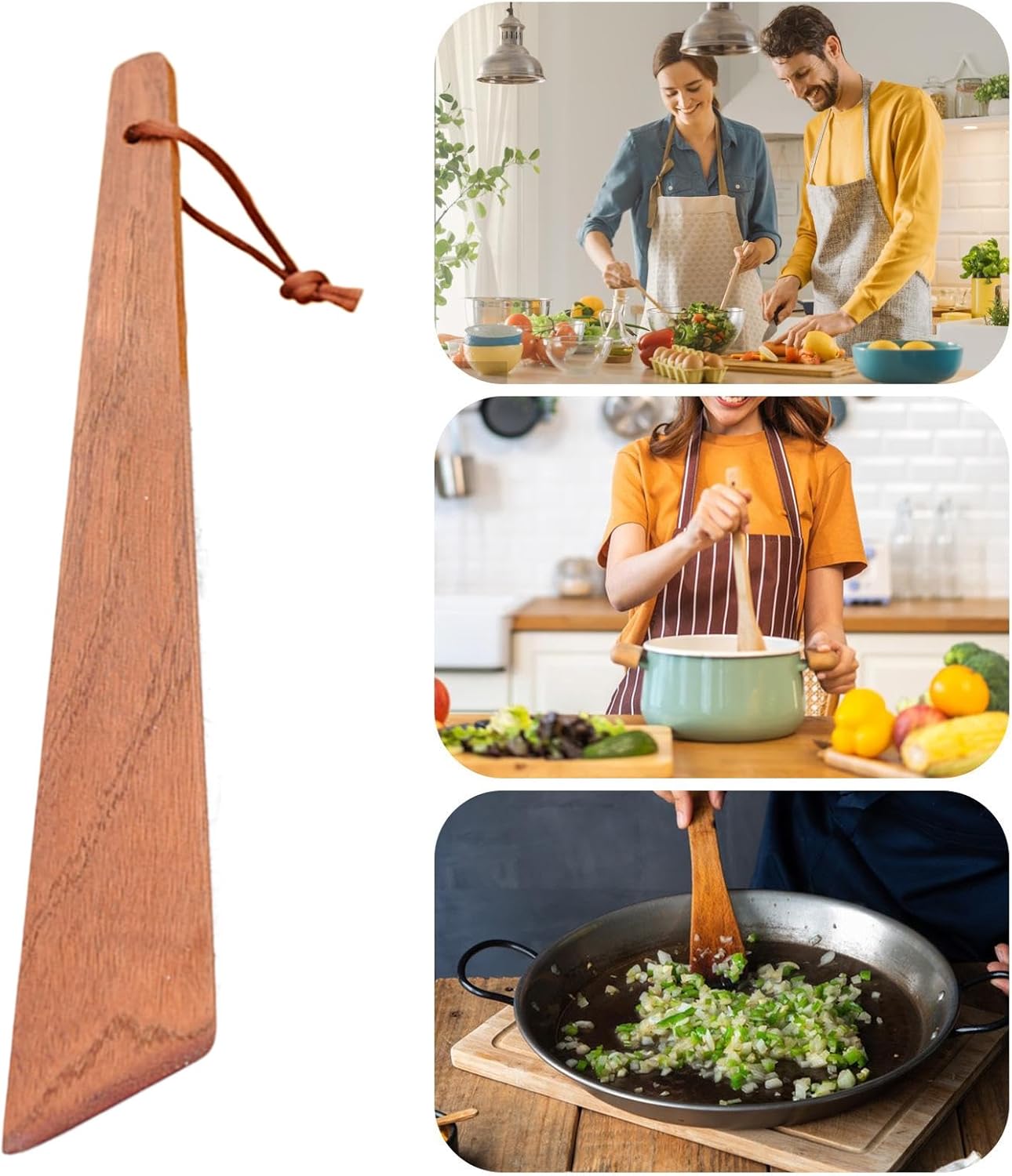 Wooden Turner,Wood Turners for Frying | Non-Scratch Cooking Flipper Tool, Kitchen Gadgets for Frying Pan and Wok