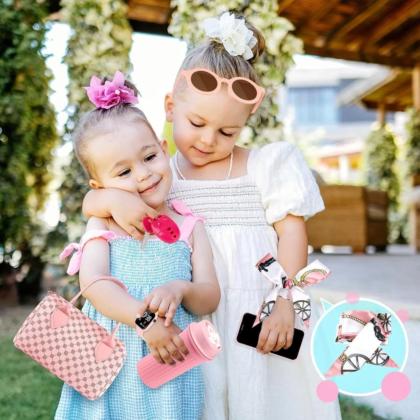 Play Purse, Toy Purse, 7.87x4.33x5.12 inches Princess Pretend Accessories, Interactive Role Play Clutch Set, Dress-Up Games for Kids Children Ages 3 6 Years Old, Little Girls
