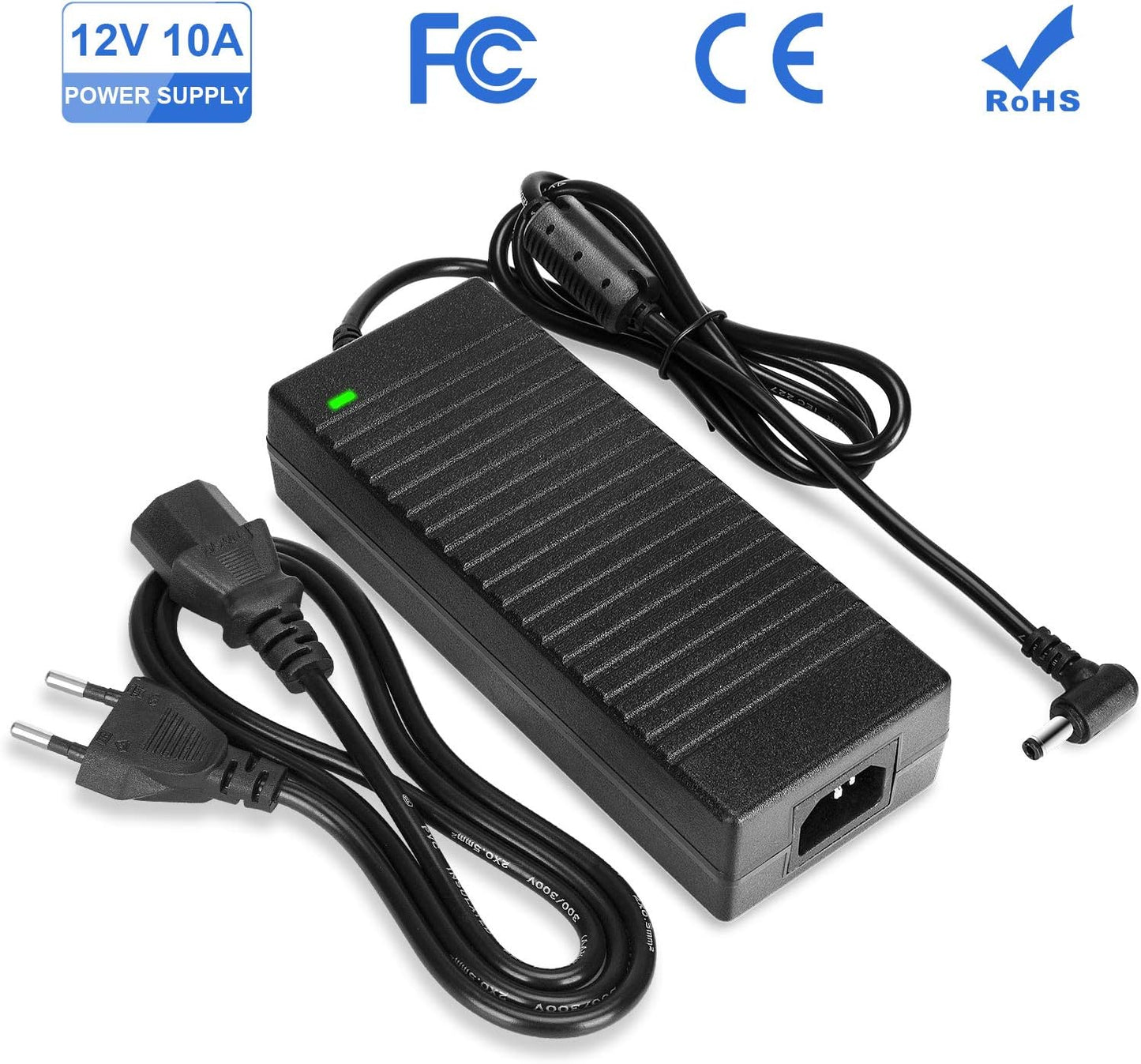 Ledmo 120W Power Adapter 12V 10A, 12V 10A Power Supply Transformer 120W AC to DC Adapter, 10A 12V Power Supply Electronic Converter 12V Car Cigarette Lighter Socket 100-240V