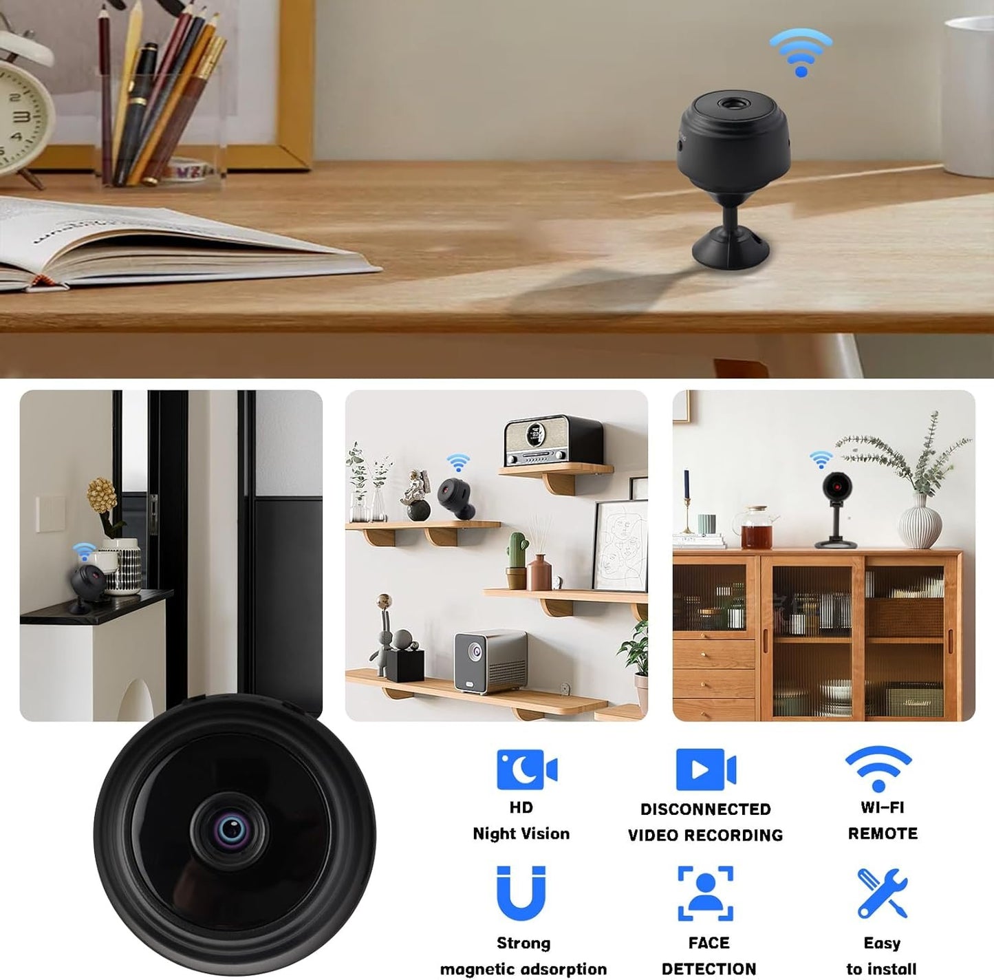 Hidden Cameras -WiFi Wireless -Nanny Cam -1080P HD Security Camera-Best Mini -Car Cameras for Surveillance-Surveillance Camera with Motion Detection and Night Vision,App Control 3PCS 2024