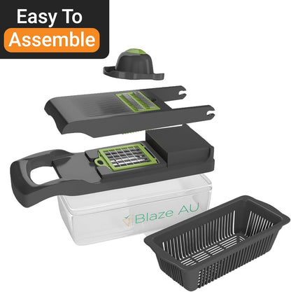 Blaze AU 15 in 1 Premium Vegetable Chopper, Onion Chopper, Salad Chopper, Food Chopper with Container Chopper Vegetable Cutter for Home Essentials & Kitchen Gadgets, Veggie Chopper & Slap Chop (Black)