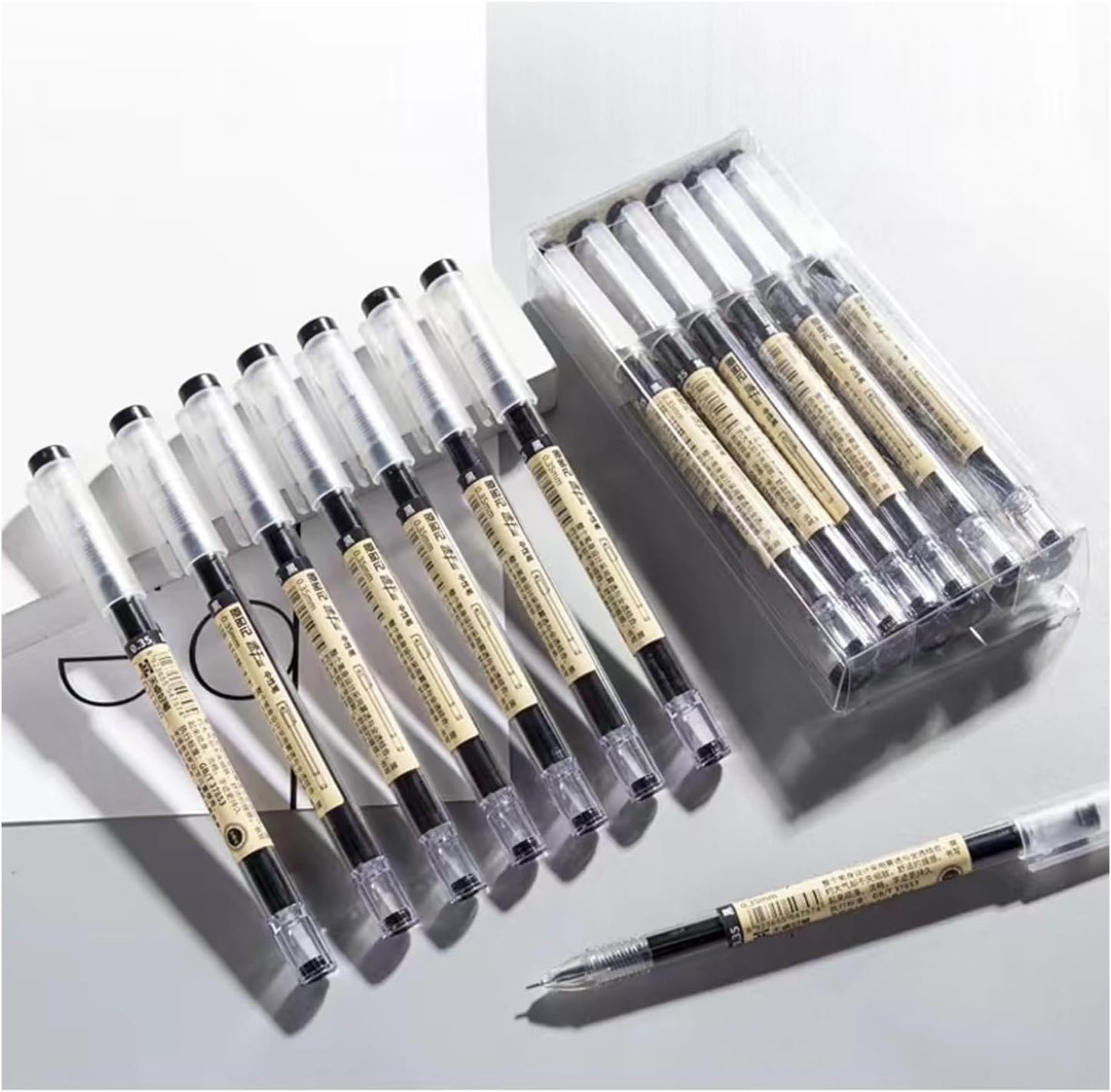 Gel ink Pen 0.35mm Black Liquid Ink Rollerball Gel Pens Quick Drying fine point Pens Ballpoint Japanese Pens Premium School Office student Exam Writing Stationery Supply 12 Pcs/Set (Black)