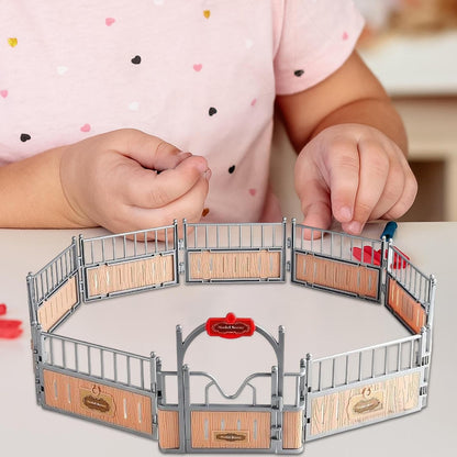 Horse Figurine, Animal Fence, Stabile Model Set, 12,2 x 18,11 x 5,71 pollici Realistic Play Collection, Durable Farm Toys, 12 pezzi regalo per compleanno e bambini