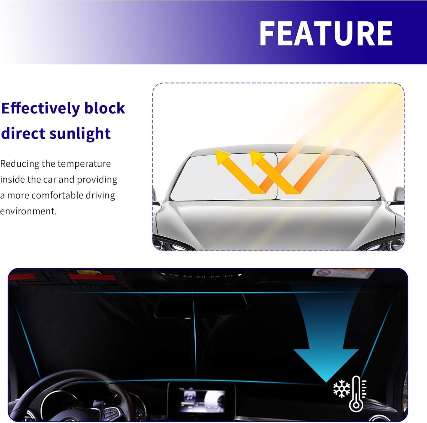 2PCS Square Sun Shade for Car Windshield,Foldable Car Windshield Sun Shade for Blocking Sunlight Exposure,Universal Car Sun Shade Windshield Interior Accessories for Truck,SUV (2PCS Square-S)