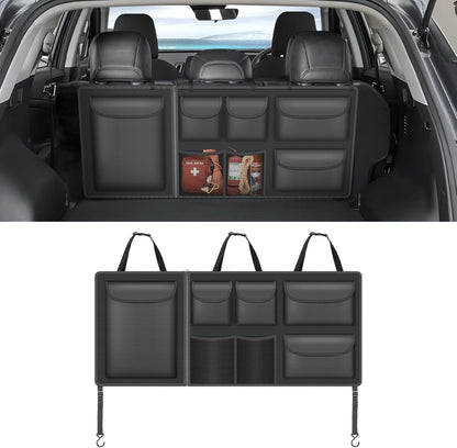 Hanging Trunk Organizer for SUV, Super Capacity Detachable Car Trunk Organizers Back Seat, Foldable Cargo Storage Bag with 7 Pockets & Adjustable Straps for SUVs, Jeeps, Minivans, Maximize Your Space