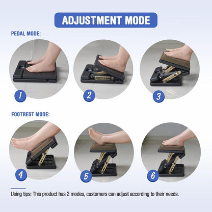 Leermart Foot Rest for Under Desk at Work 4-Level Height Adjustable, Lengthen Ergonomic Foldable Footrest for Office, Gaming,Computer, Soft & Removable Pad Desk Foot Stool for All Seasons (Brown Plus)