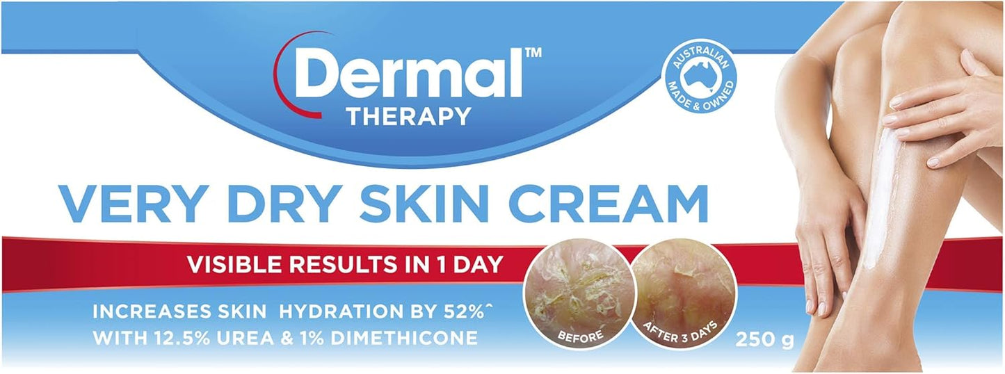 Dermal Therapy Very Dry Skin Cream for Optimum Hydration, Deep Moisturising Cream for Severely Dry Skin on Arms, Legs, Elbows & Back, Long-Lasting Hydration & Skin Repair, Non-Greasy | 250g