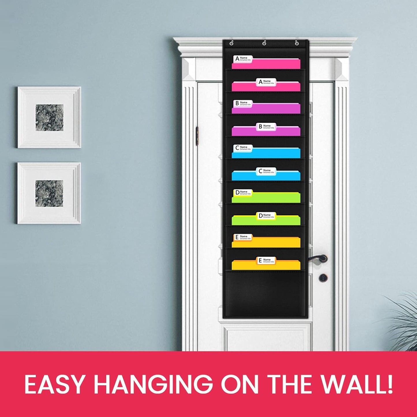 Godery W1-10 Perfect for Home Organization, School Pocket Chart, Office Bill Filing. Wall or Over Door Mount