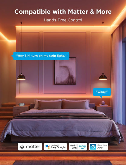 Govee COB LED Strip Light Pro, Smart Strip Light Compatible with Alexa, Google Assistant and Matter, RGBICW Light with Warm White, Color Changing Light Strip, LED Lights for Bedroom, Cabinet,16.4ft