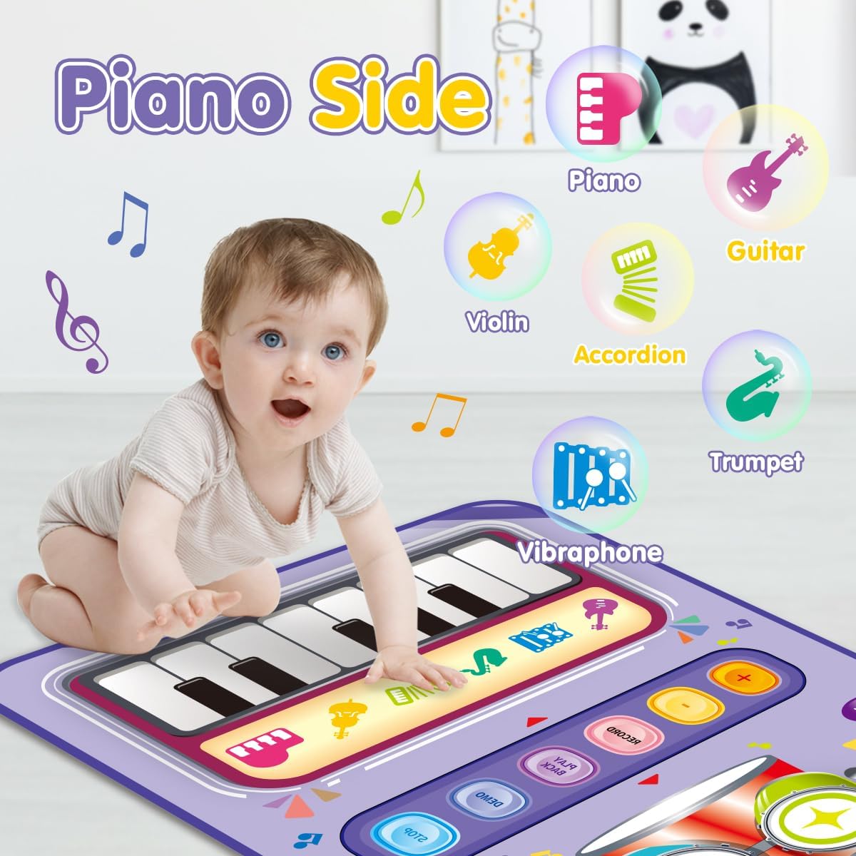 Toy for 1 Year Old Girl Gifts，2 in 1 Piano Keyboard & Drum Mat，Baby Musical Mat Toddler Toys Age 1-2，Kid Sensory Play Mat 12-18 Months，Early Educational Learning Birthday Gifts for Girls Boys