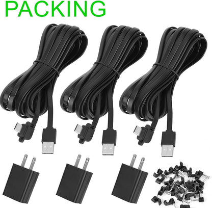 Uogw 3Pack 33ft/10m Power Cable and Adapter Compatible with Blink Outdoor 4 (4th Gen)/Blink (3rd Gen) XT3/Blink XT2/XT,Weatherproof Outdoor Charging Power Cord,Flat Extension Cable for Blink Camera