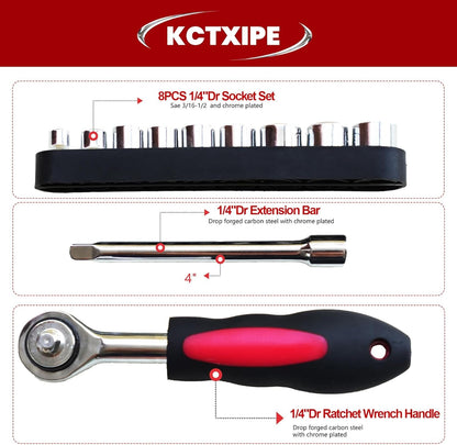 KCTXIPE Portable Household Tool Kit for Women & Beginners - 12" Starter Tool Set with Durable Bag, Ideal for Home, Apartment, Dorm, Office, and DIY Projects