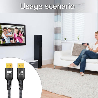 Azxcvbnm DisplayPort 2.1 Cable 16K@30Hz 10K@60Hz Gaming Display Cable for Video Streaming for Gamers and Designers