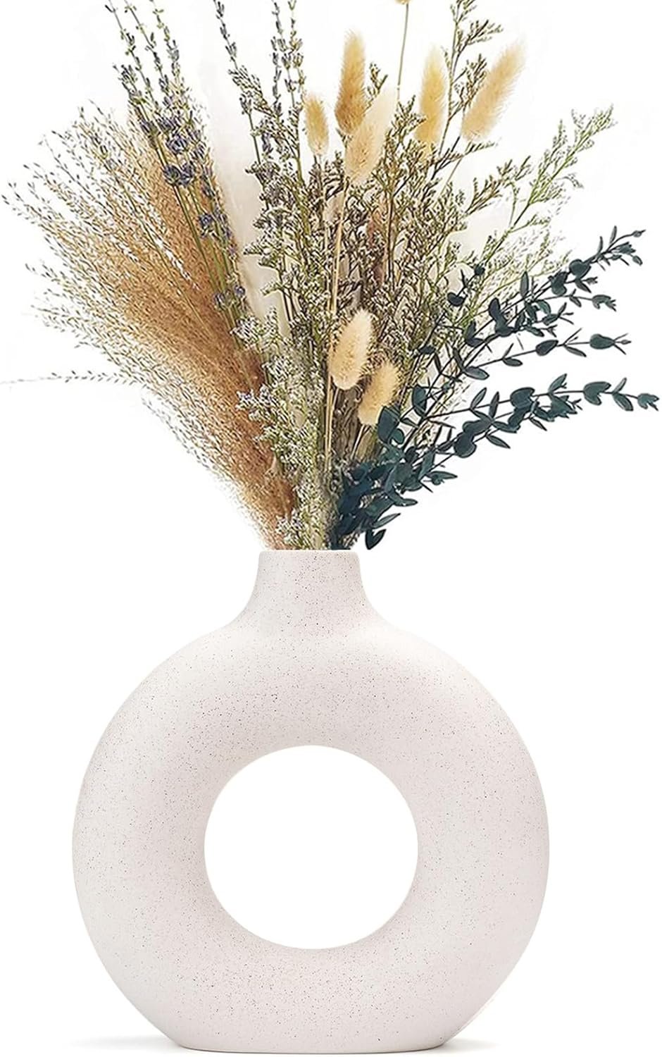 CEMABT Vases for Pampas Grass,Creative Vase Modern Home Decor,Handmade Vase White Ceramic Dried Flowers Craft Ornaments for Office Home Decoration