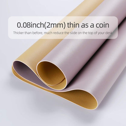 YSAGi Multifunctional Office Desk Pad, Ultra Thin Waterproof PU Leather Mouse Pad,Dual Use Desk Writing Mat for Office/Home (Grayish Lavendar+Cinnamon Buff, 31.5" x 15.7")