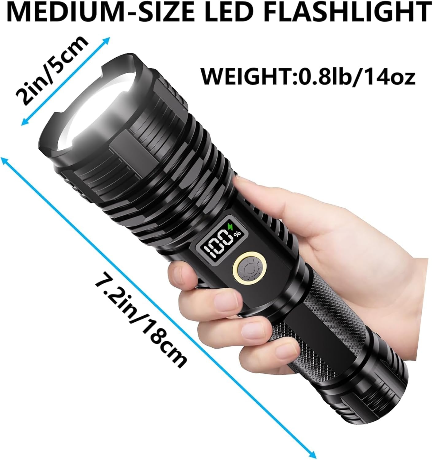 Flashlight rechargeable, 990000 High Lumens LED Flash Light, Super Bright Zoomable Lampe with LCD Digital Display, 5Modes Brightest Flashlights, Powerful Tactical Flashlight for Emergency Camping Gift