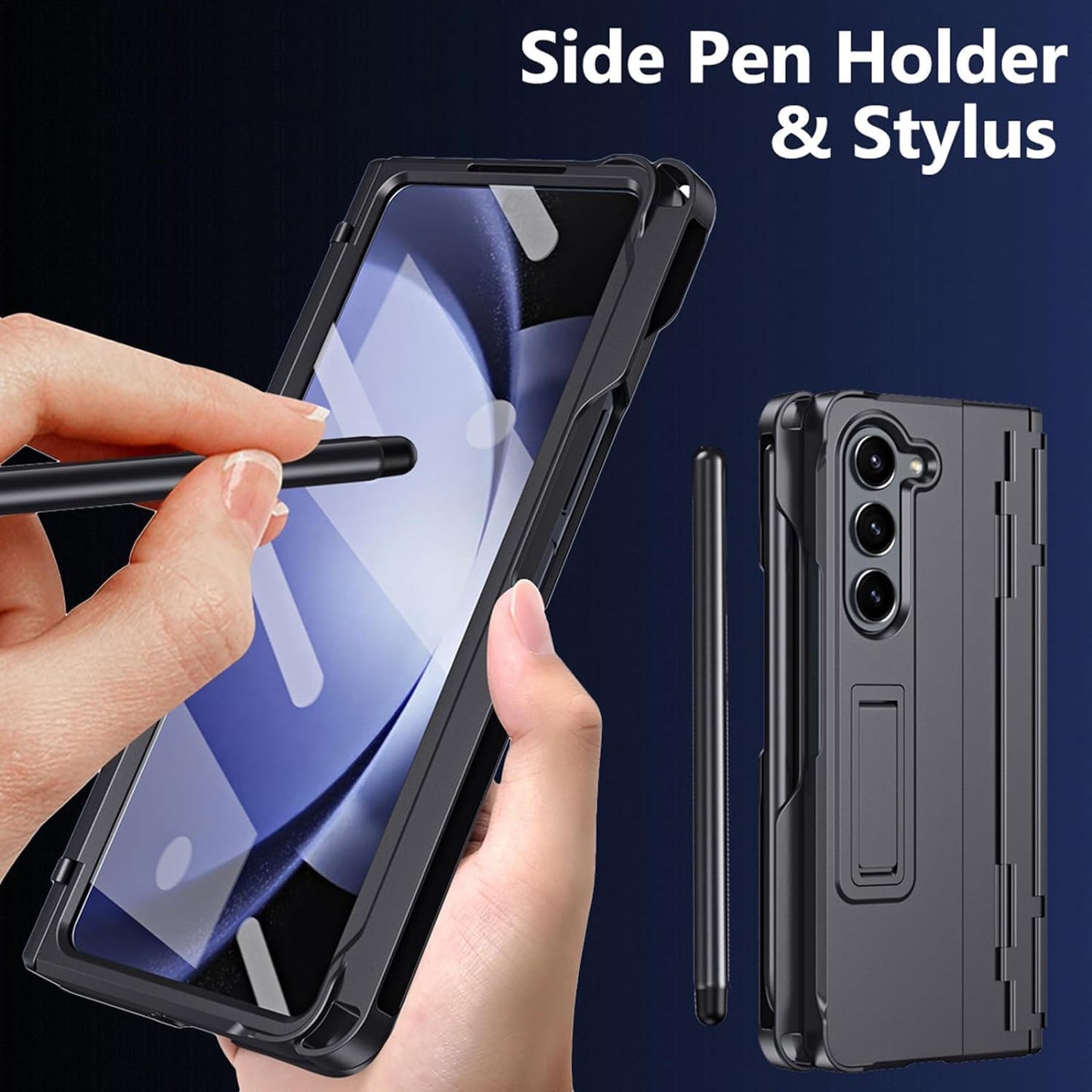 RUNGOS One-Piece for Samsung Z Fold 6 Case, Built-in 1 S Pen & Screen Protector [All-Inclusive Hinged Protection] [Hidden Kickstand & Pen Holder] 10X Shockproof Cover for Samsung Galaxy Z Fold 6 Case