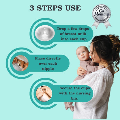 Go Mommy- The Original Silver Nursing Cups, Nipple Shields for Nursing Newborn, Nipple Protector for Breastfeeding, Nipple Covers Breastfeeding, No Need Nipple Cream, Newborn Essentials Must Haves