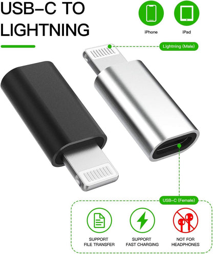 3Pack,USB-C Female to Lightning Male Adapter,Lightning to USB C Adapter,Type C Cable Charger Adaptor for Apple iPhone 12 11 Mini PRO MAX XS XR X SE2 7 8Plus Ipad AIR Airpods USBC Charging Converter