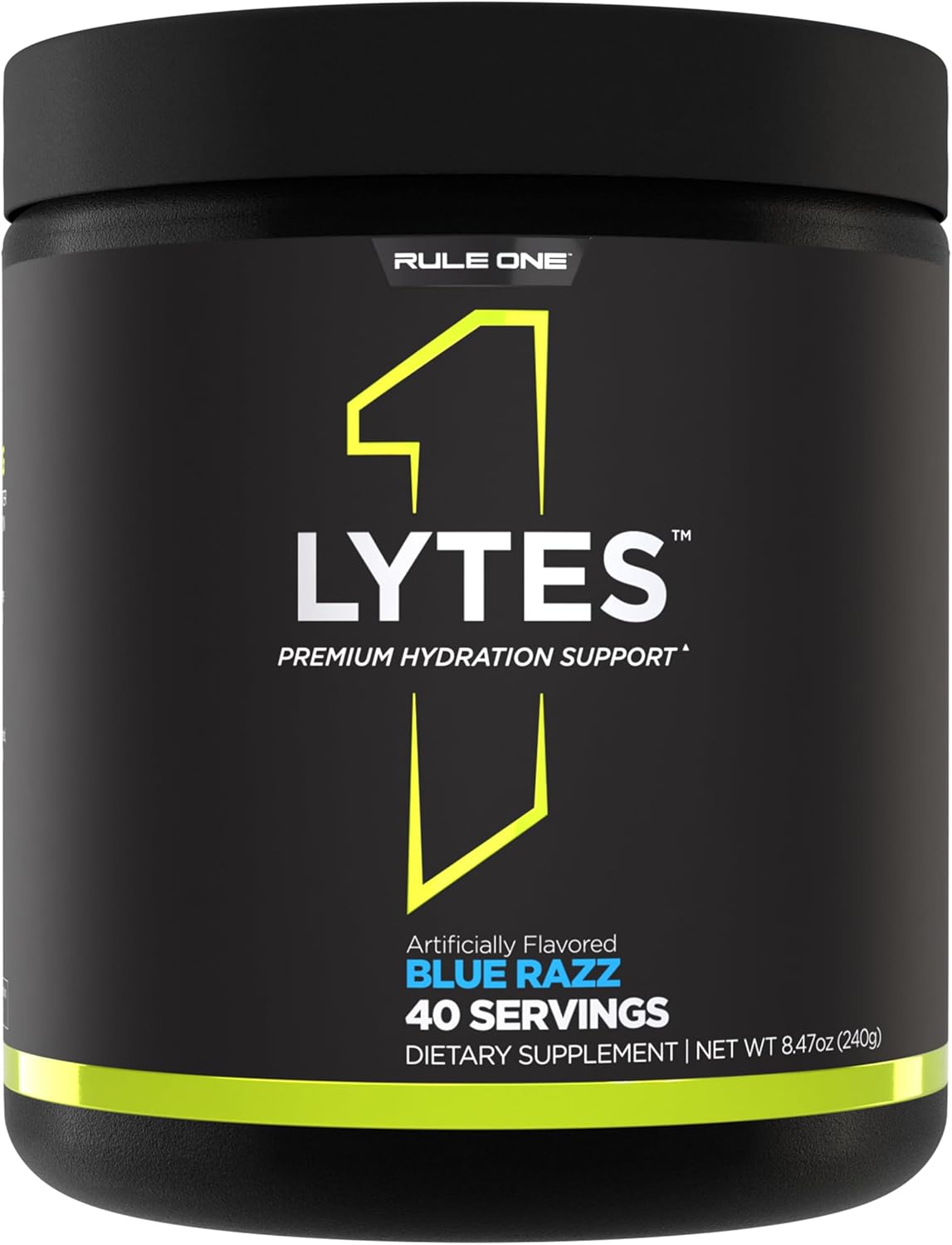 Rule1 R1 Lytes Premium Hydration Support Supplement 240 g, Blue Raspberry (40 Servings)