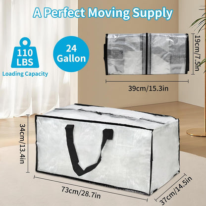 Heran 8 Pack Extra Large Moving Bags with Backpack Straps & Carrying Handles, 92L Heavy Duty Storage Bags with Zippers, Alternative to Moving Boxes, Storage Totes for Clothing Blankets Space Saving