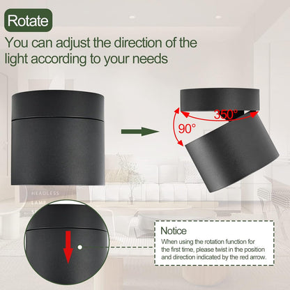 KYOTECH Adjustable LED Ceiling Spotlight Ø84 x 80 mm with Interchangeable 6 W GX53 LED Bulb Spot Light Black Ceiling Spotlights Warm White Light 3000 K 550 LM Ceiling Light