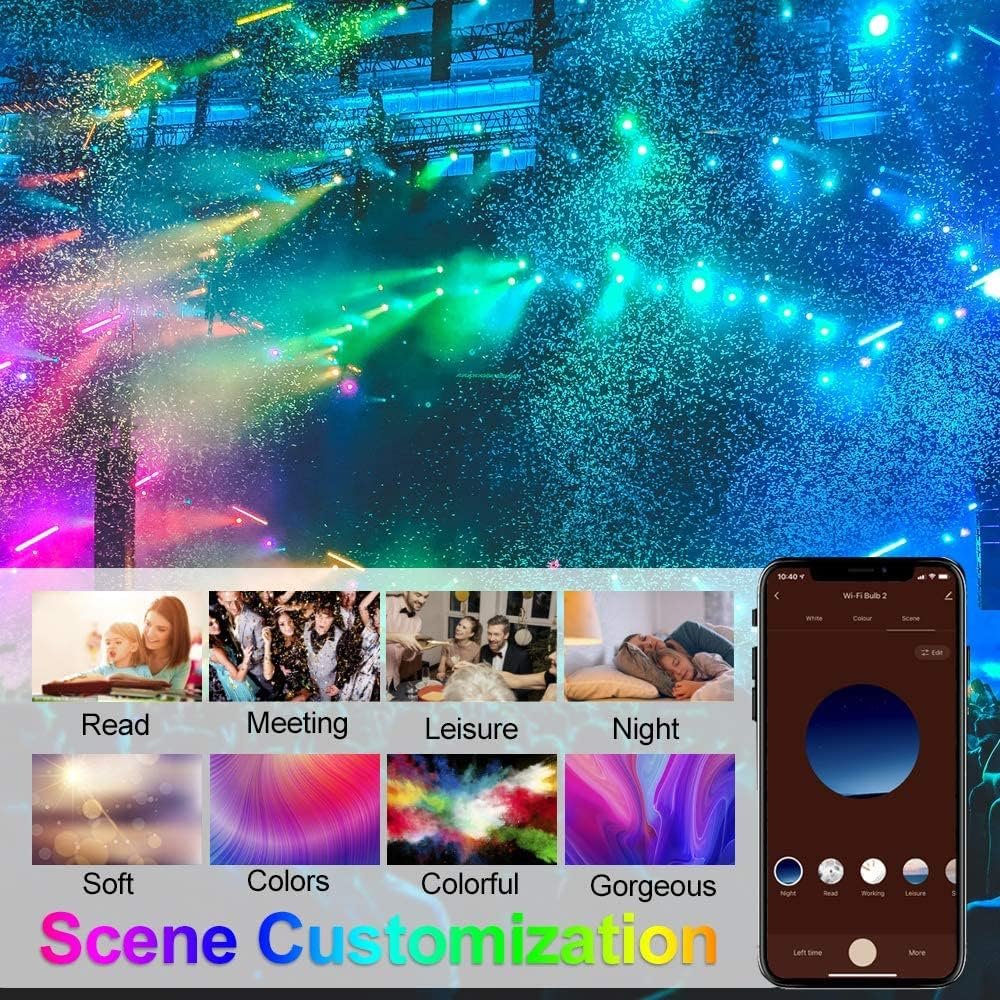 YGS-Tech Smart 2 Inch LED Recessed Lighting RGB WiFi Downlight, 5W Compatible with Alexa and Google Home, Dimmable RGB & CCT 2700-6500K Color Changing, 120V LED Ceiling Light with Driver (1 Pack)