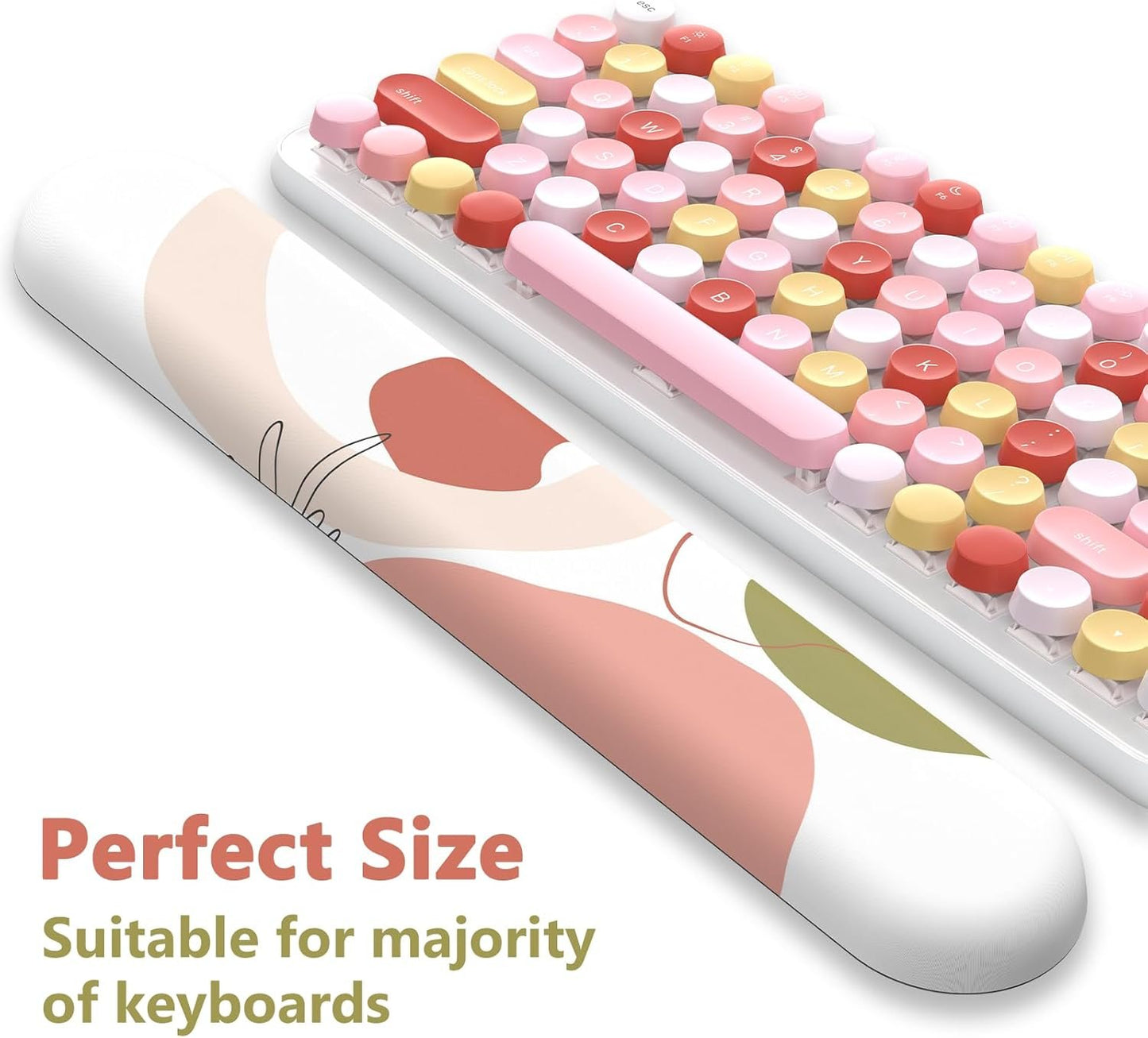 AKIT Ergonomic Mouse Pad with Wrist Rest for Computer Keyboard, Cute Pink Keyboard Mouse Pad with Valley Design Wrist Support Soft Foam Keyboard Pad Mousepad Gaming Wrist Pad for Office Work Desk