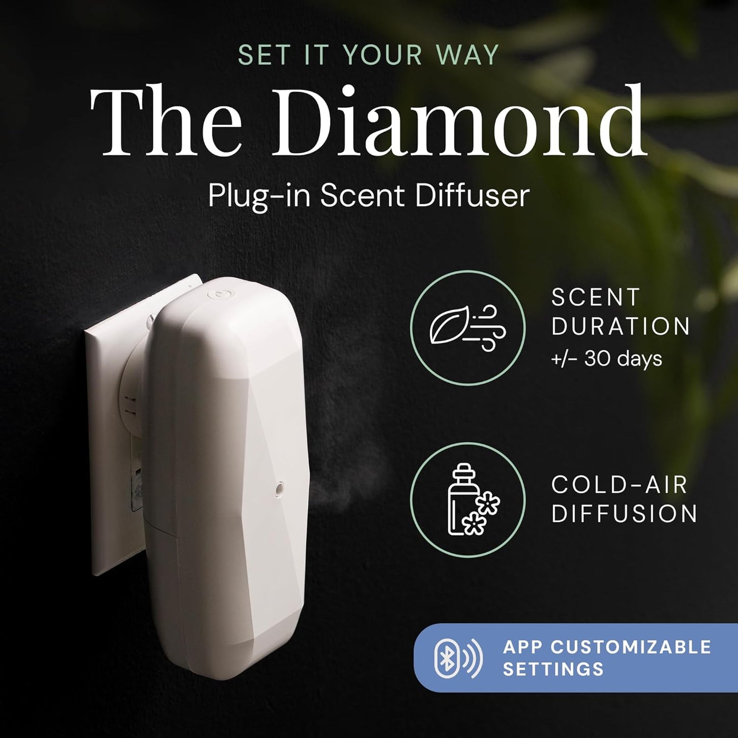 Air Esscentials The Diamond, Smart Scent Air Machine for Home & Office, Waterless Fragrance Oil Diffuser, Aromatherapy Diffuser with Oils & Bluetooth Control, Covers 500+ Sq. Ft., White