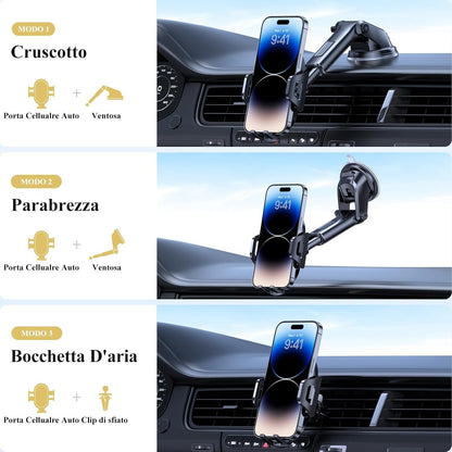 Miracase Supproto Universal Car Phone Holder, [Military Level Suction] Universal Car Phone Holder for Dashboard & Air Vent and Windshield Suitable for All Smartphones