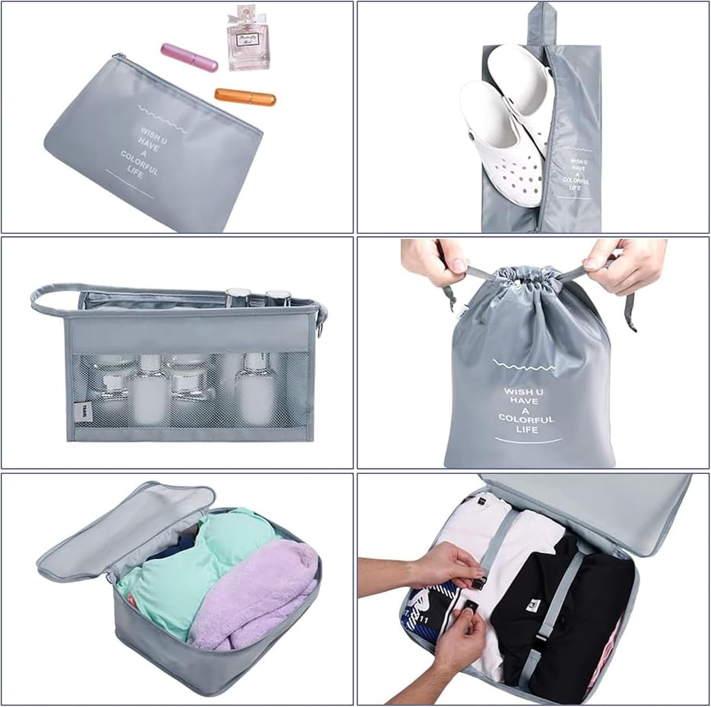 8 Piece Suitcase Organizer - Space Saving Suitcase Organizer Set - Suitcase Organizer Set - Travel Backpack Organizer - Travel Organizer - Waterproof Bags for Travel Clothing
