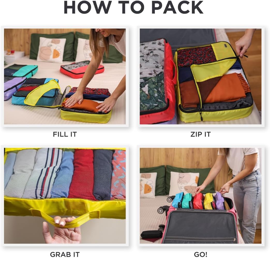 Dot&Dot Medium Packing Cubes for Travel - 4 Piece Luggage Accessories Organizers