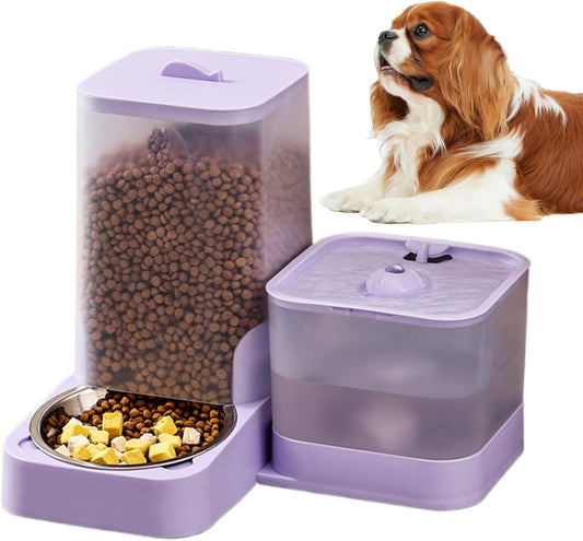 Automatic Cat Food Dispenser - Cat Food Feeder Water Dispenser,Drinker Waterer Large Capacity Pet Supplies, Storage Container for Kitten Puppy Feeding Watering