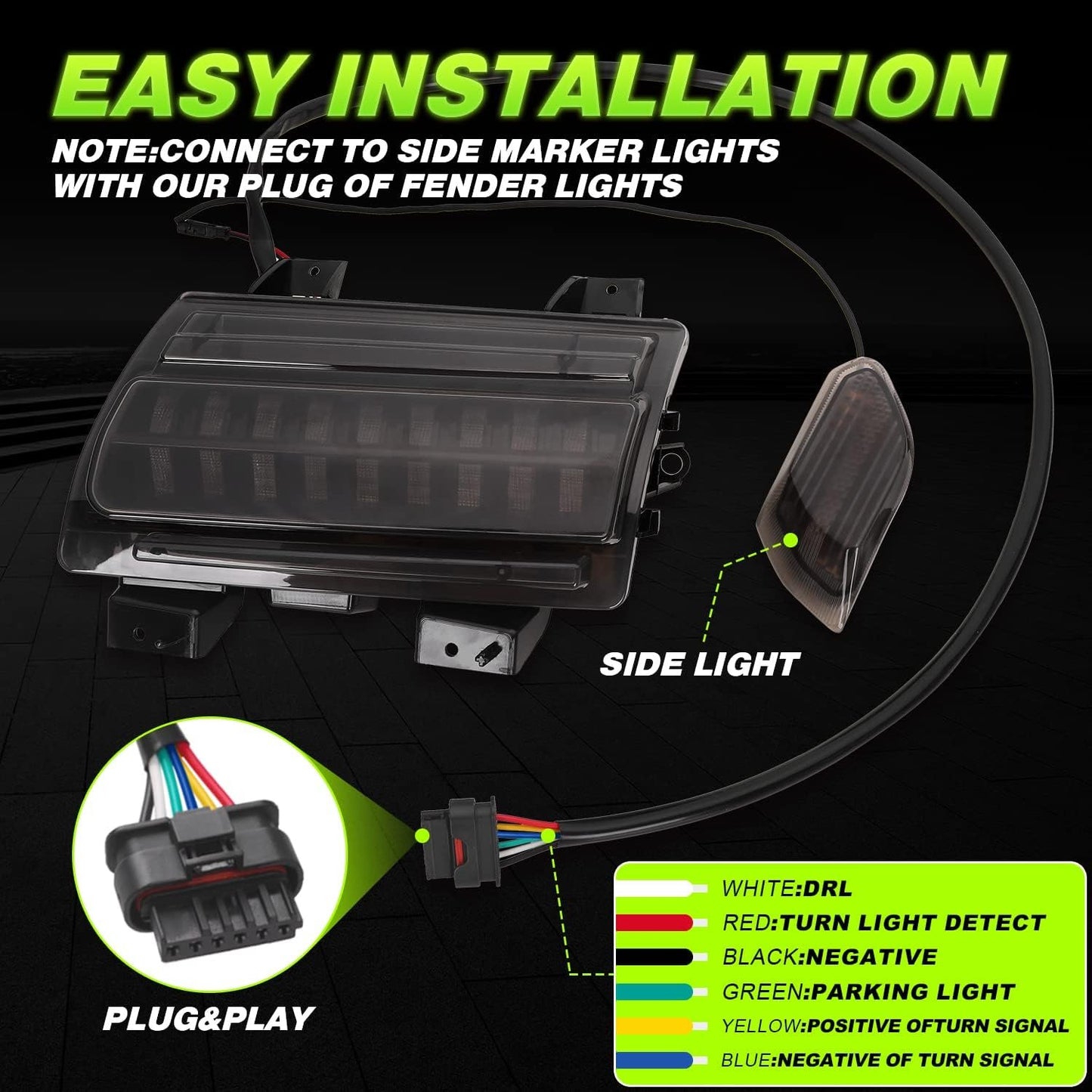 New Upgrade Smoke Lens LED Fender Light Kit for JL Wrangler JT Gladiator, LED Turn Signal Lights with DRL & Side Marker Lights Replacement for Jeep Wrangler JL JT 2018-2023