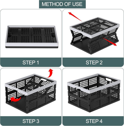 Oymlclivisa 34 L Collapsible Storage Crates, Folding Storage Crate, Plastic Storage Baskets for Grocery, Clothes, Toys, Books, 3 Packs