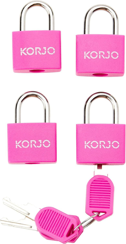 Korjo Luggage Locks 4-Pack Colourful, Includes 4 Travel Locks, Pink