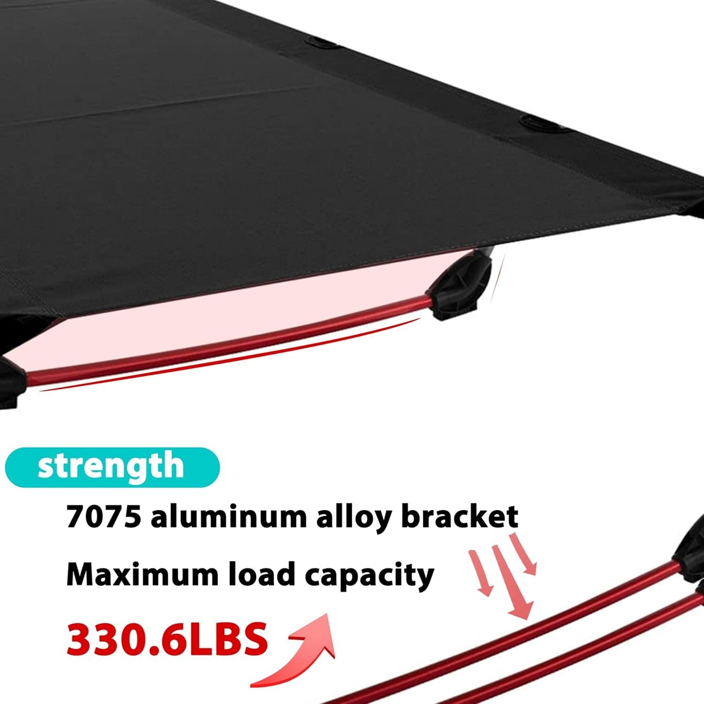 Camping Cot, Backpacking Cot, Lightweight Portable Camping Beds for Adults Kids, Heavy Duty Support 330.6 Lbs - Black, Folding Guest Bed for Outdoor, Travel, Office, Festival (Black)