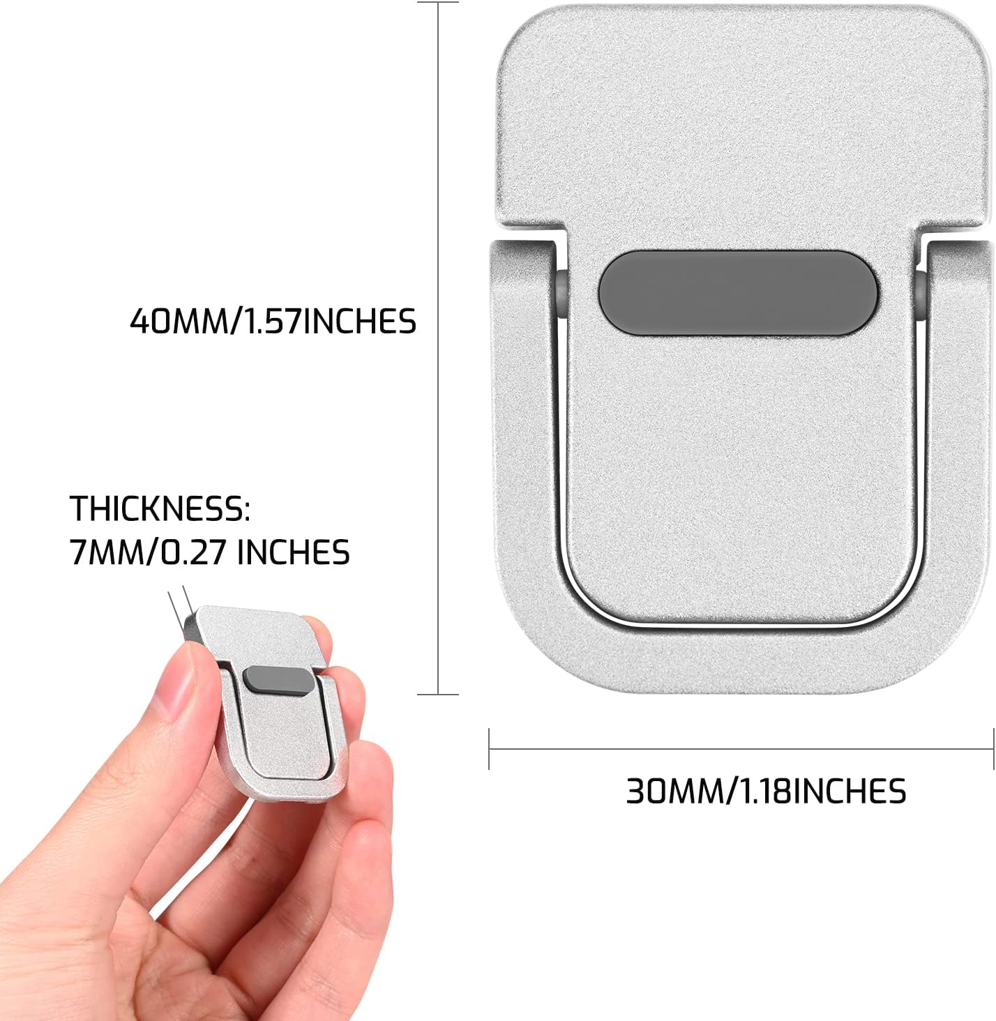 Bidponds 2 PCS Portable Invisible Laptop Stand, Mini Aluminum Feet Lifter, Self-Adhesive Foldable Cooling Riser, Computer Keyboard Mount Kickstand for 12-17 Inches Laptops, Silver