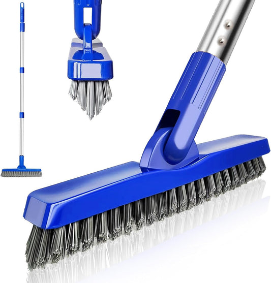 Heavy-Duty Grout Cleaner Brush with 58" Stainless Steel Adjustable Handle, Shower Floor Scrubber for Grout Lines, Tiles, Corners, and Hard-to-Reach Areas Cleaning Tool