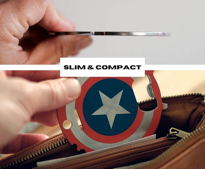 Marvel Captain America 7-In-1 Multitool Kit | Includes Screwdrivers, Wrenches, Bottle Opener, Rope Cutter, Can Opener, Hand Tool Gadgets | Portable Survival Camping Tool