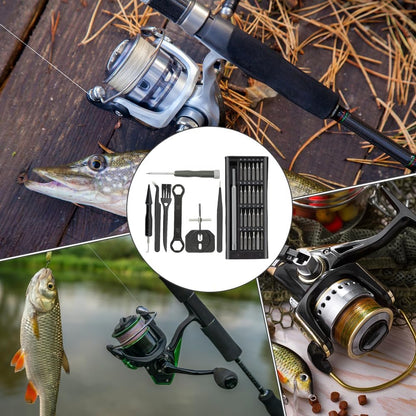 Huvqianu Fishing Reel Cleaning Kit, Portable Maintenance Tool Set, Multi Use Repair Wrench, Compact Organizer, Essential Gear Care, for Freshwater And Saltwater Reels