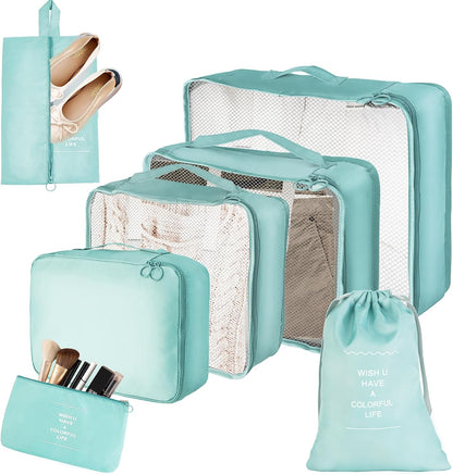 Suitcase Organizer, 7 Pieces Travel Cube System, Travel Suitcase Organizers, Space-Saving Suitcase Organizer, for Vacation and Travel, Organizer Suitcase Set, Travel Useful Accessories
