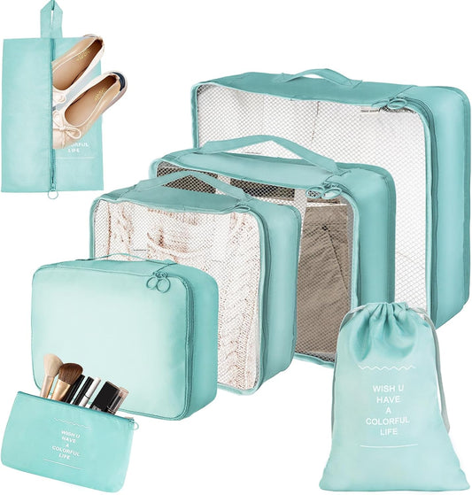 Suitcase Organizer, 7 Pieces Travel Cube System, Travel Suitcase Organizers, Space-Saving Suitcase Organizer, for Vacation and Travel, Organizer Suitcase Set, Travel Useful Accessories