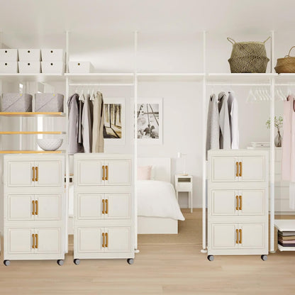 3 Tier Stackable Storage Bins with Lids, Storage Box-Closet Organizers with Wheels Heavy-Duty Collapsible Containers with Doors for Home Organization, Bedroom, Office, Dorm