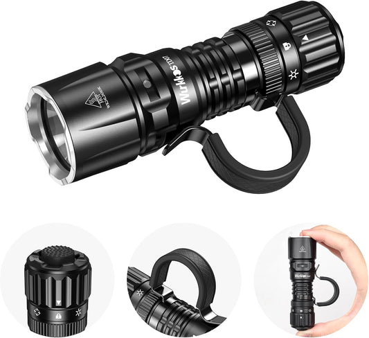 Wurkkos TD07 LED Tactical Flashlight,USB-C Rechargeable Flashlights,1300 High Lumen EDC Small Flashlight,Turbo/Strobe Momentary,IP68 Waterproof,6 Lighting Modes,Flash Light for Emergency Camping