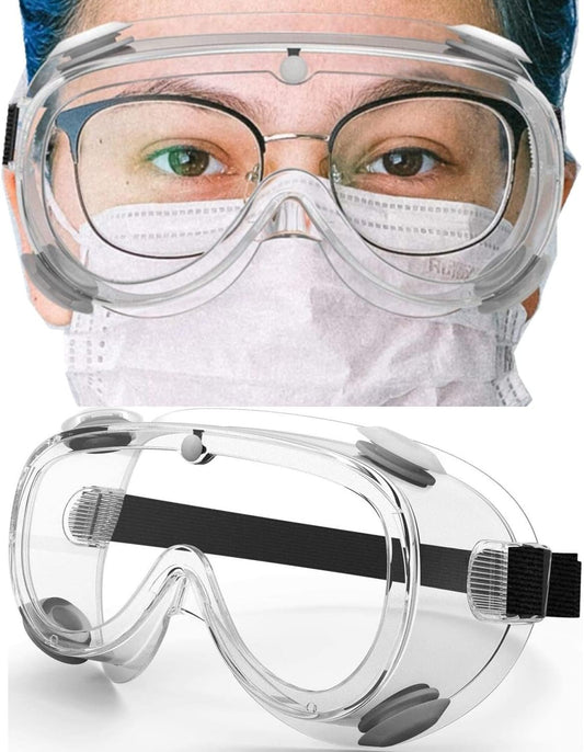 WOOLIKE Safety Goggles Medical Goggles Fit Over Eyeglasses Anti-Fog Safety Glasses Clear Lab Goggles chemistry Protective Eyewear ANSI Z87.1