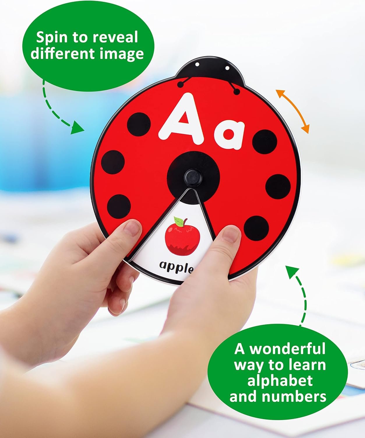 Coogam Interactive Alphabet Learning Toy, ABC Number Letters Spinning Game, Sight Words Animal Pattern Ladybug Cards, Montessori Educational Toy Gift for 3 4 5 Year Old Baby Toddlers