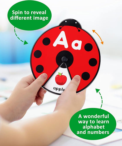 Coogam Interactive Alphabet Learning Toy, ABC Number Letters Spinning Game, Sight Words Animal Pattern Ladybug Cards, Montessori Educational Toy Gift for 3 4 5 Year Old Baby Toddlers