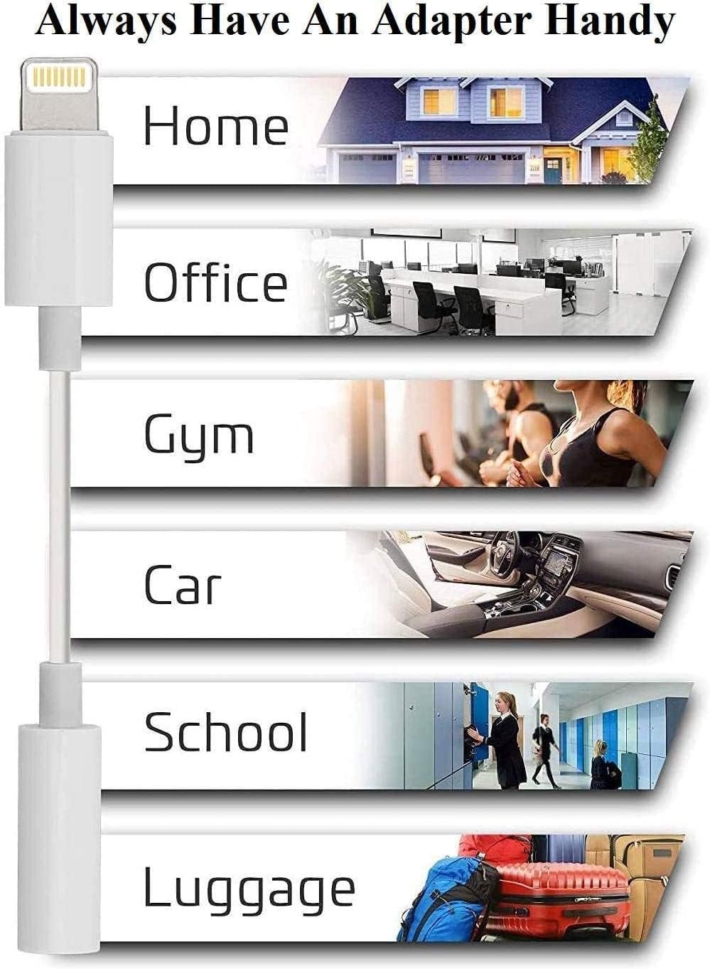 Apple MFi Certified Lightning to 3.5 mm Headphone Jack Adapter for iPhone, 2 Pack iPhone Aux Audio Adapter Converter Cable Dongle Compatible for iPhone 14 13 12 11 Pro Max XS XR X 8 7 6,All iOS System